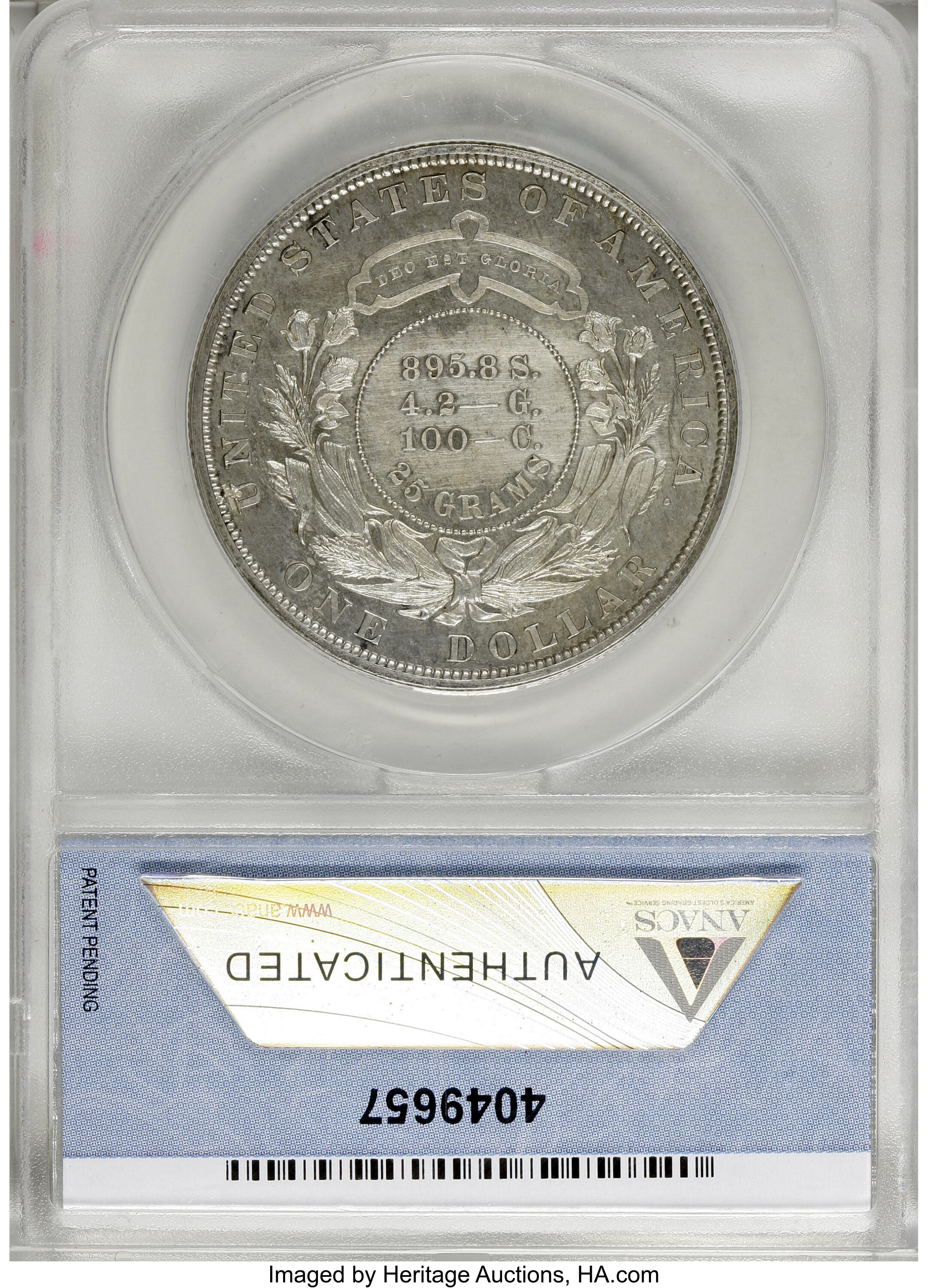 image for: 1879 $1 Metric Dollar, Judd-1618, Pollock-1813, R.5--Cleaned--ANACS. PR60 Details....