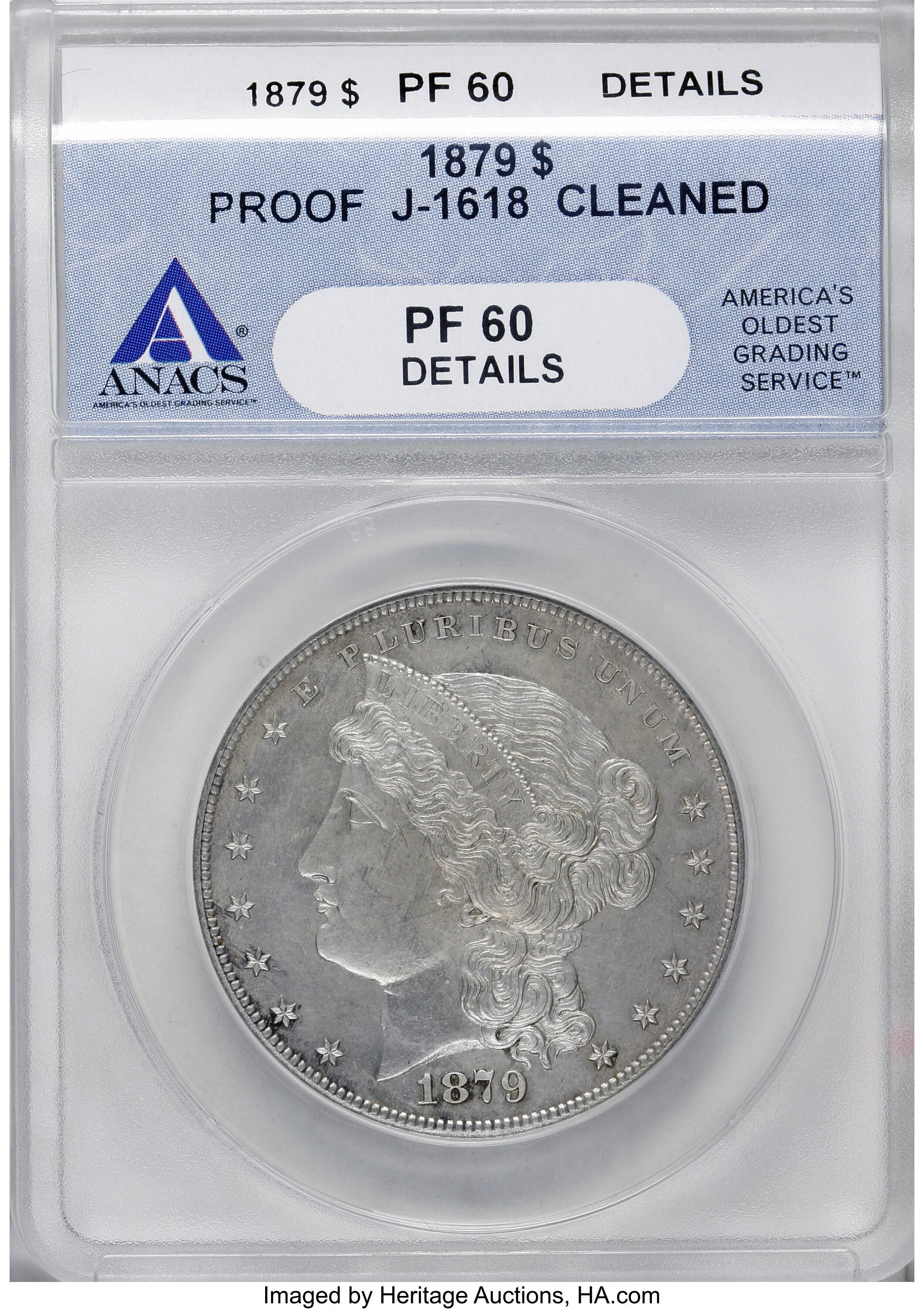 image for: 1879 $1 Metric Dollar, Judd-1618, Pollock-1813, R.5--Cleaned--ANACS. PR60 Details....