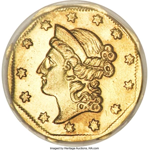 image for: 1854 $1 Large Eagle Octagonal 1 Dollar, BG-504, Low R.5, MS62 PCGS....