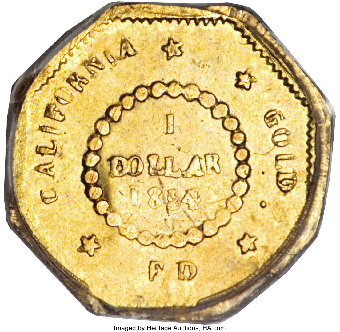 image for: 1854 $1 Liberty Octagonal 1 Dollar, BG-507, High R.6, AU58 PCGS....
