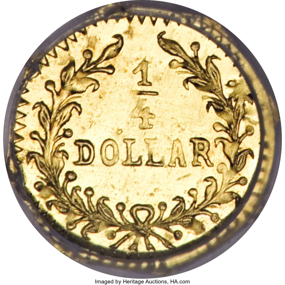 image for: 1874 25C Indian Octagonal 25 Cents, BG-799Q, High R.5, MS66 Prooflike NGC....