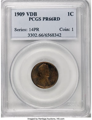 image for: 1909 1C VDB PR66 Red PCGS....