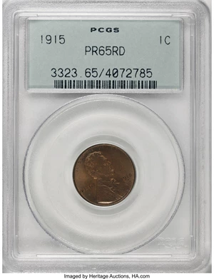 image for: 1915 1C PR65 Red PCGS....