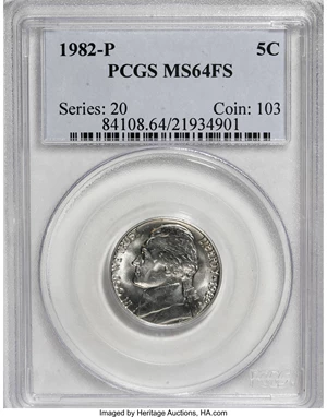 image for: 1982-P 5C MS64 Full Steps PCGS. PCGS Population (18/87). NGC Census: (0/4). (#84108)...