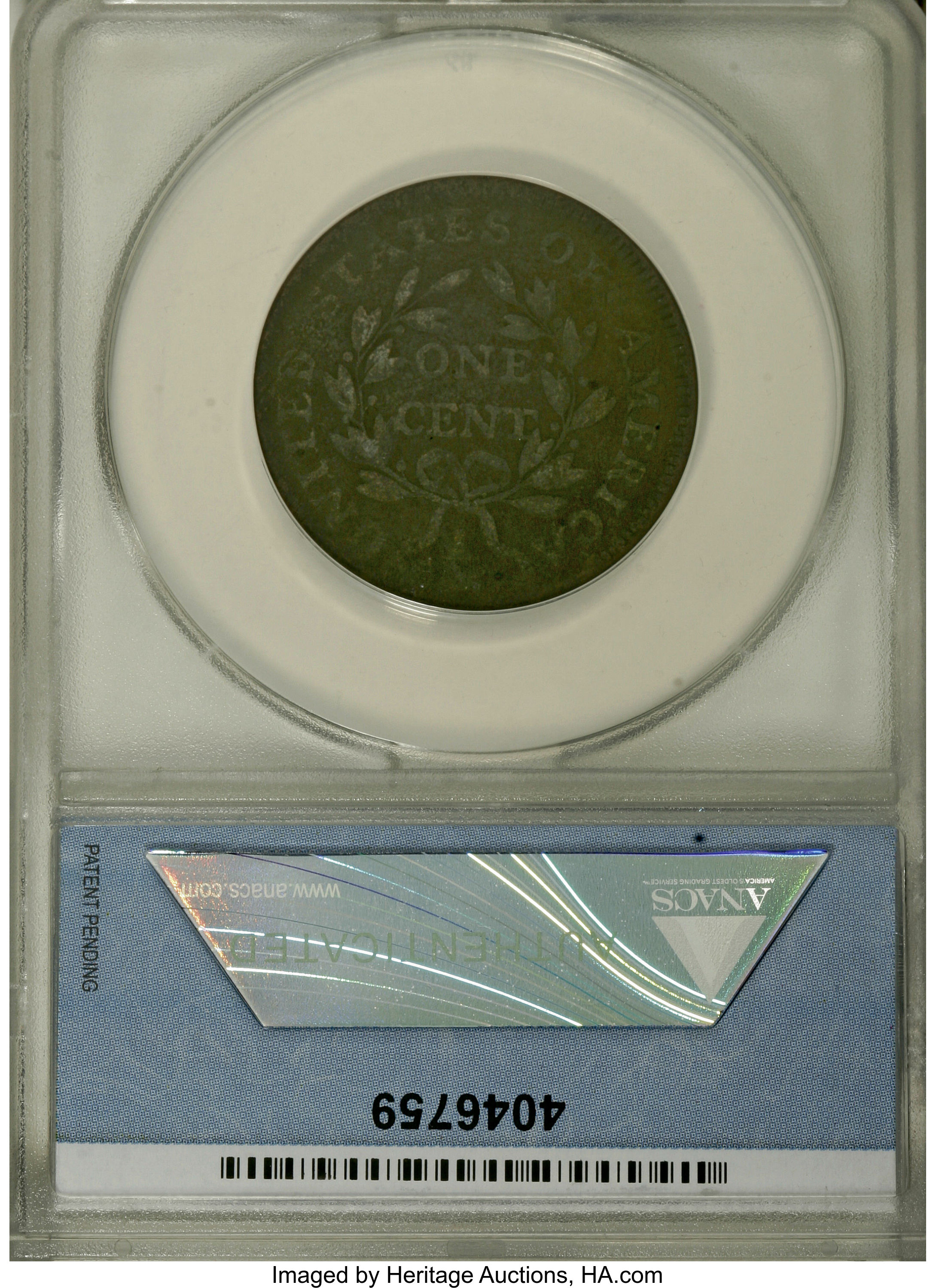 image for: 1797 1C Reverse of 1797, No Stems--Corroded, Scratched--ANACS. AG3 Details.  S-131. NGC Census: (0/9). PCGS Population (0/1...