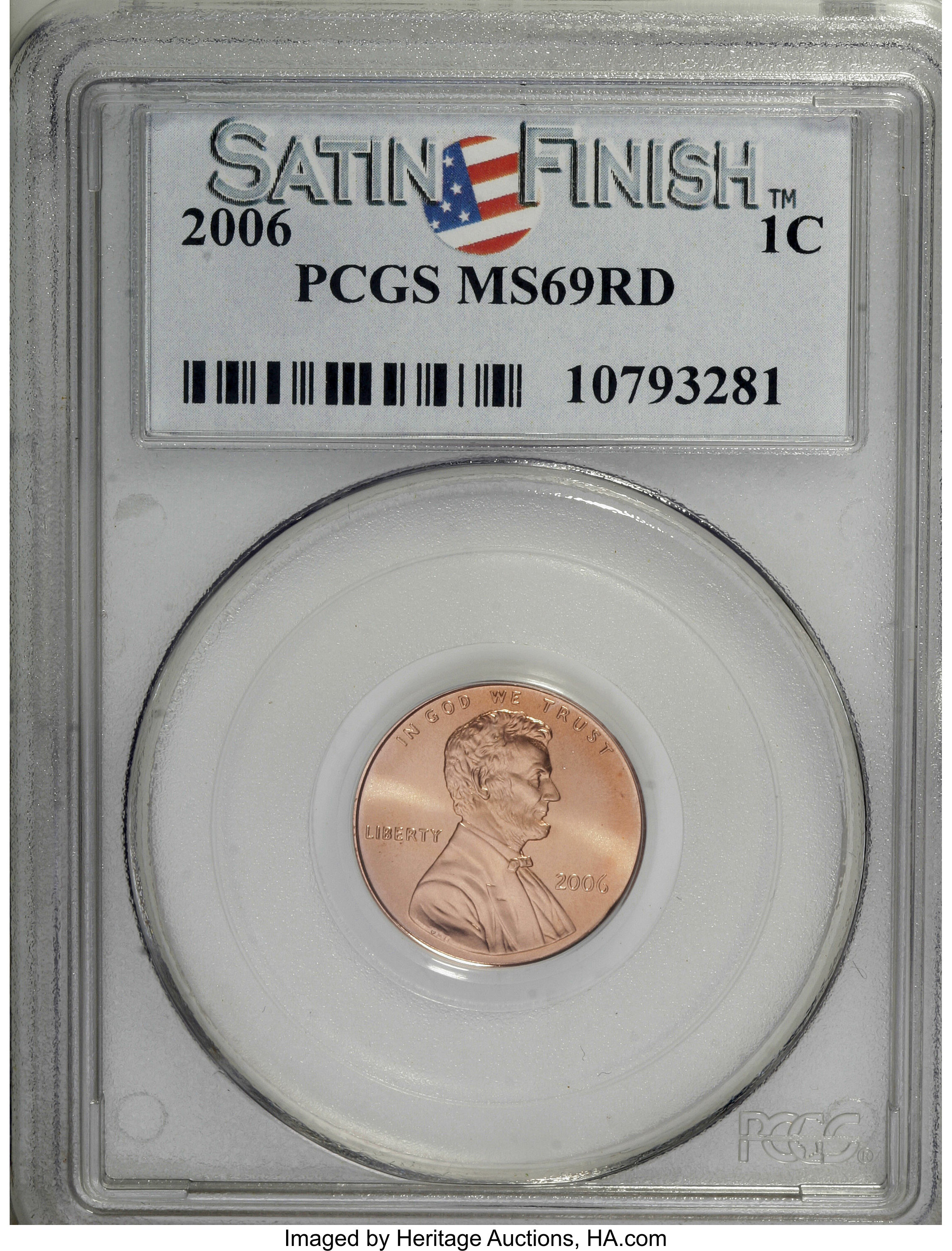 image for: 2006 1C Satin Finish MS69 Red PCGS. . PCGS Population (792/20). NGC Census: (0/0).   (#893196)...