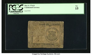 image for: Continental Currency May 9, 1776 $1 PCGS Fine 15....