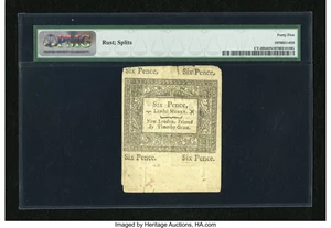 image for: Connecticut June 19, 1776 6d PMG Choice Extremely Fine 45 Net....
