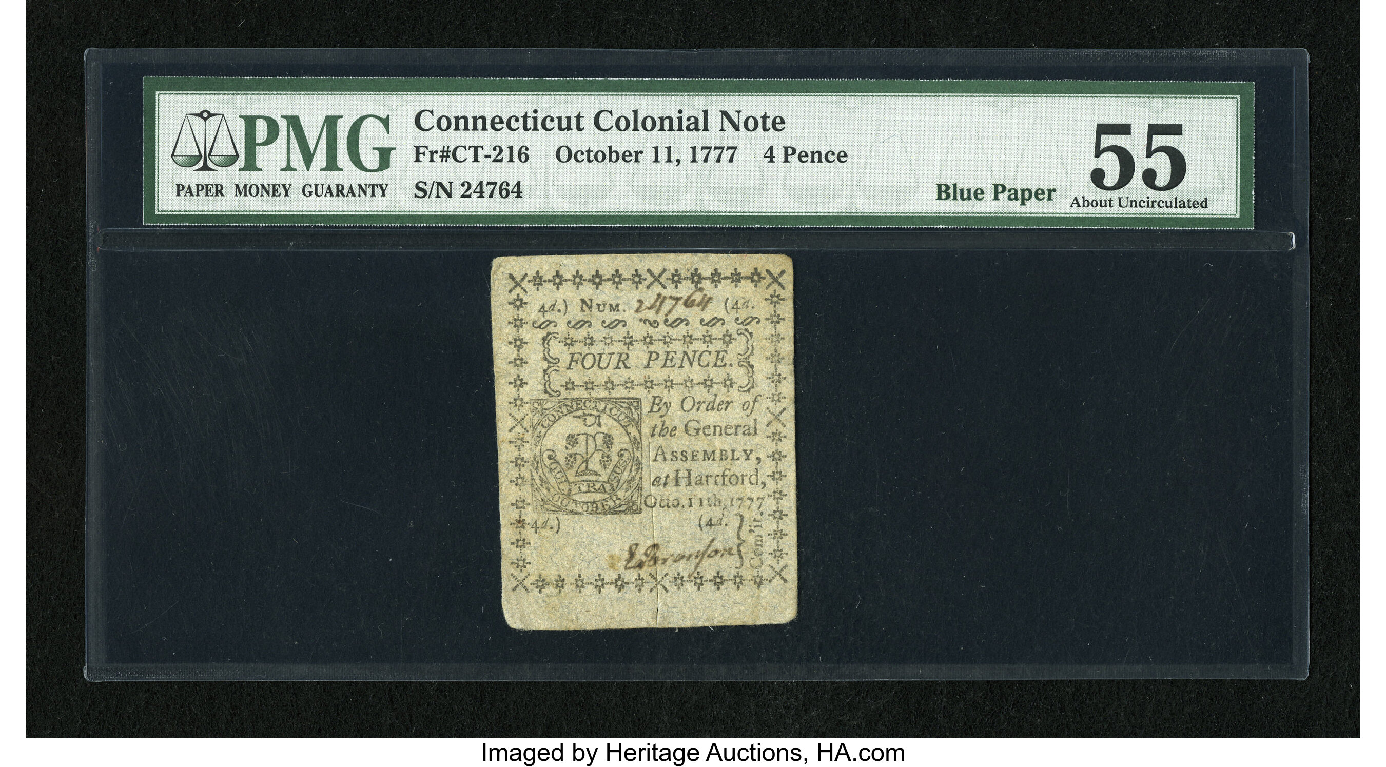 image for: Connecticut October 11, 1777 4d PMG About Uncirculated 55....