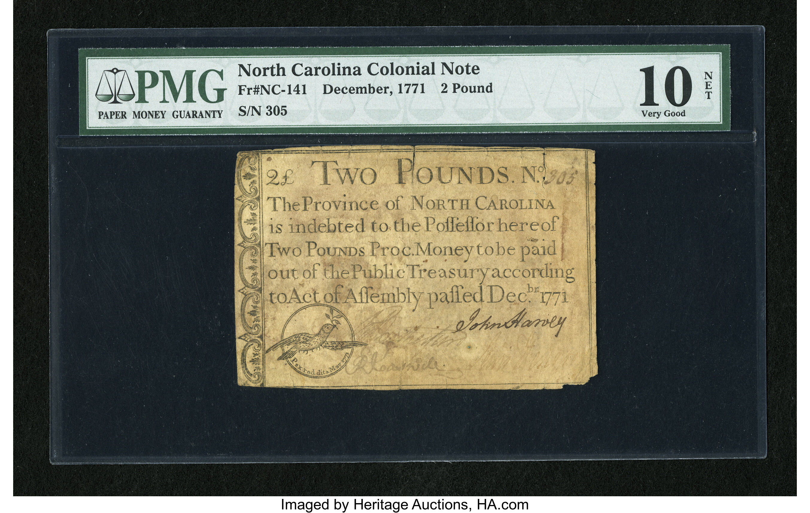 image for: North Carolina December, 1771 L2 PMG Very Good 10 Net....