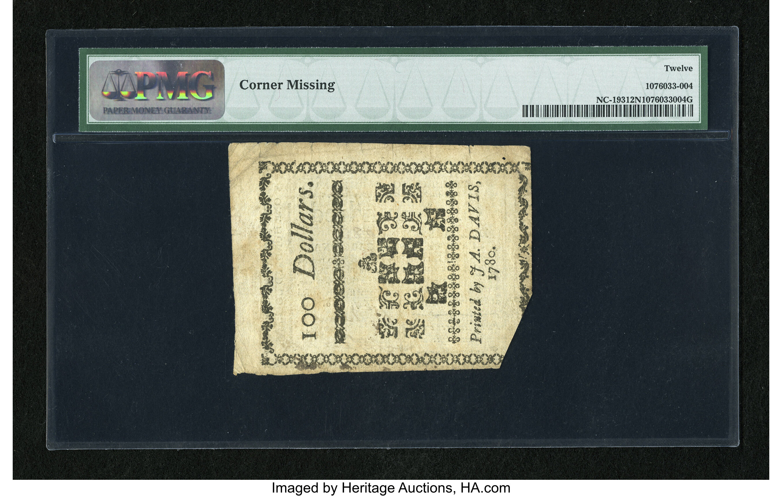 image for: North Carolina May 10, 1780 $100 PMG Fine 12 Net....