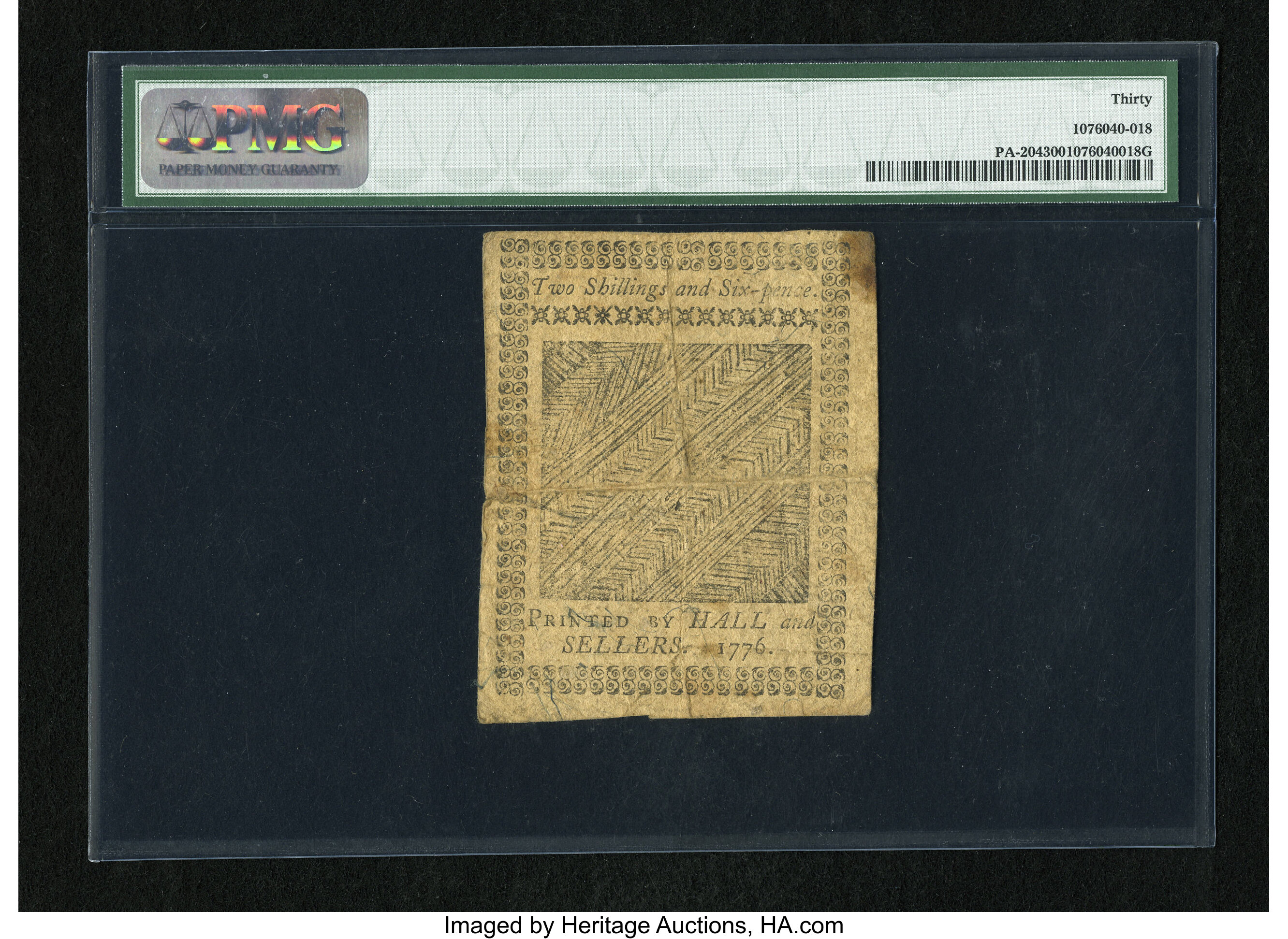 image for: Pennsylvania April 25, 1776 2s/6d PMG Very Fine 30....