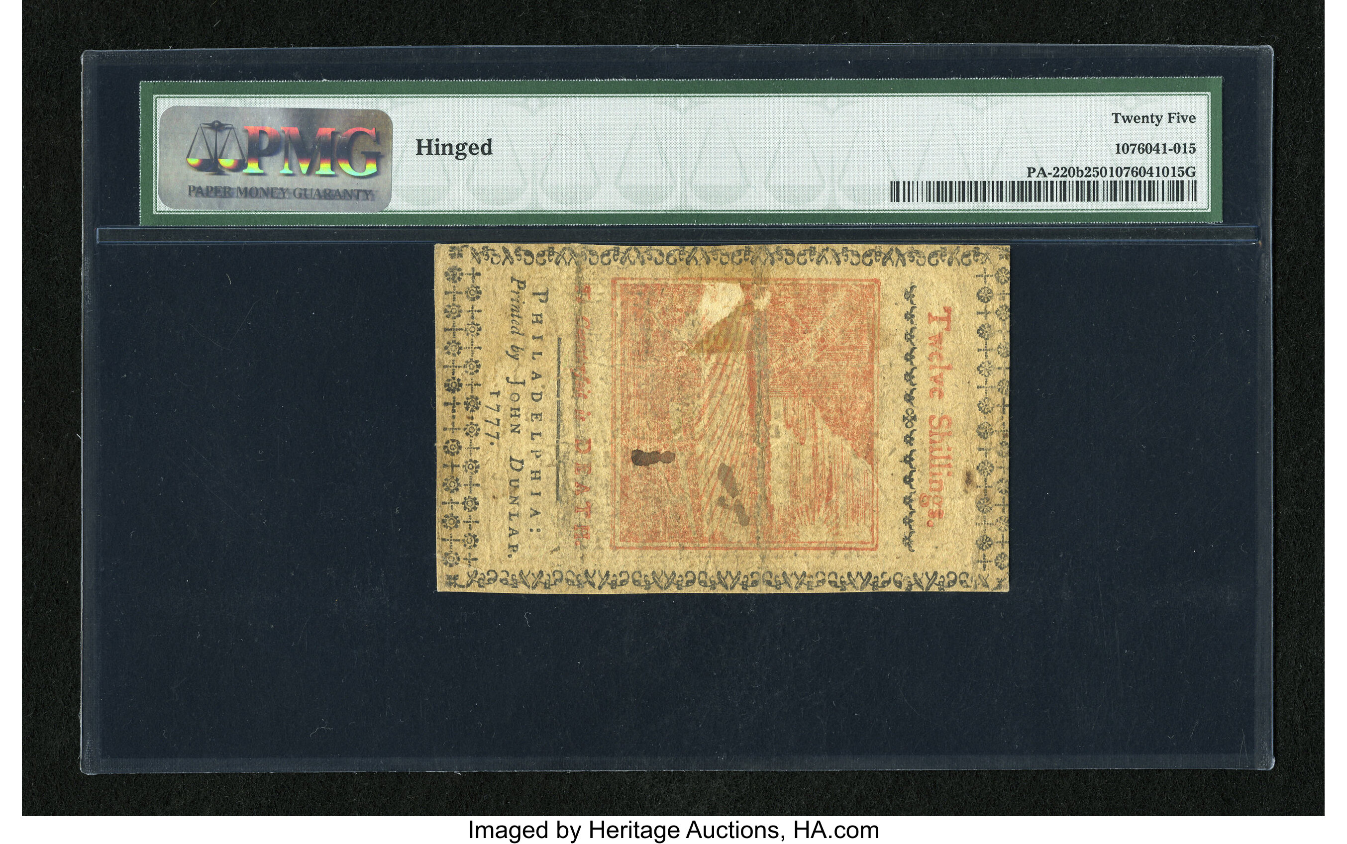 image for: Pennsylvania April 10, 1777 12s PMG Very Fine 25....