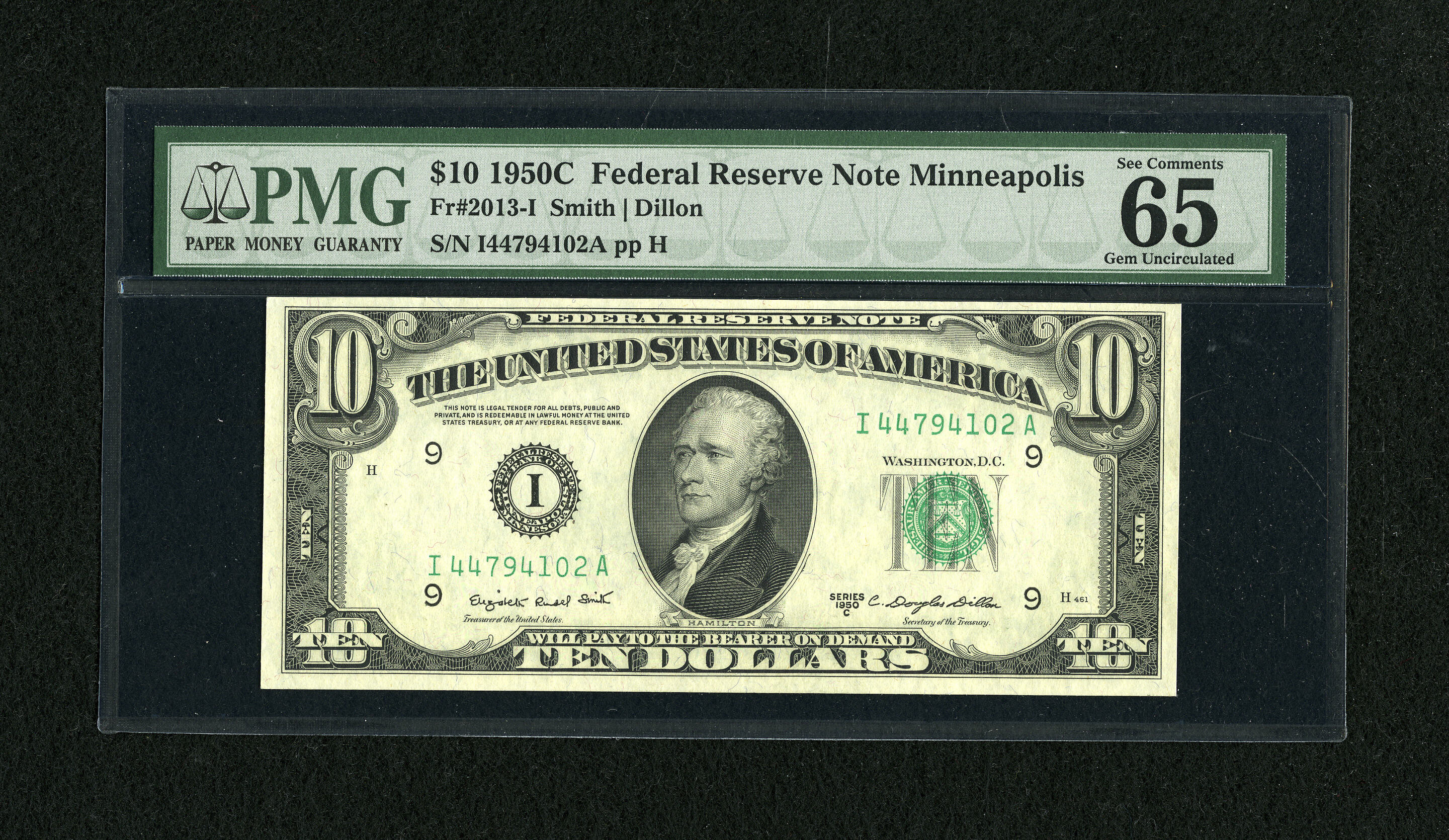 image for: Fr. 2013-I $10 1950C Federal Reserve Note. PMG Gem Uncirculated 65....