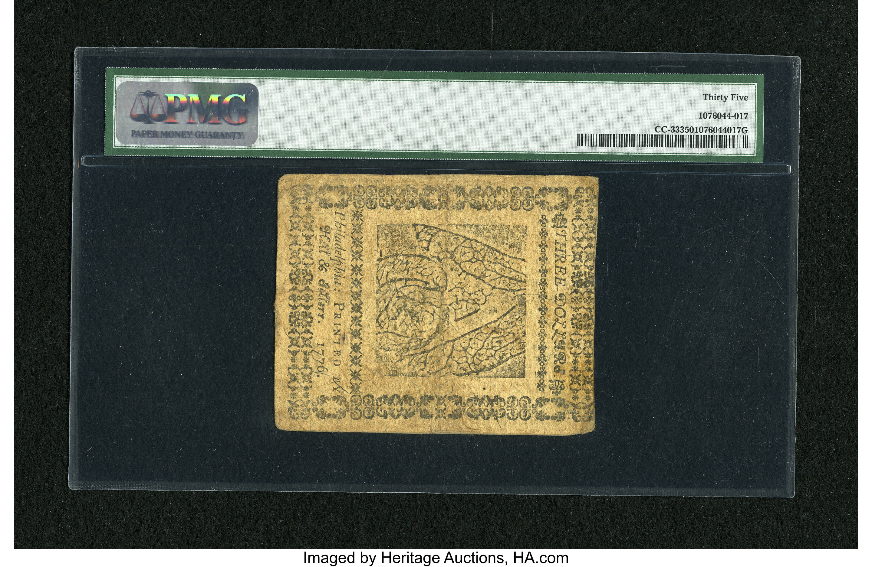 image for: Continental Currency May 9, 1776 $3 PMG Choice Very Fine 35....