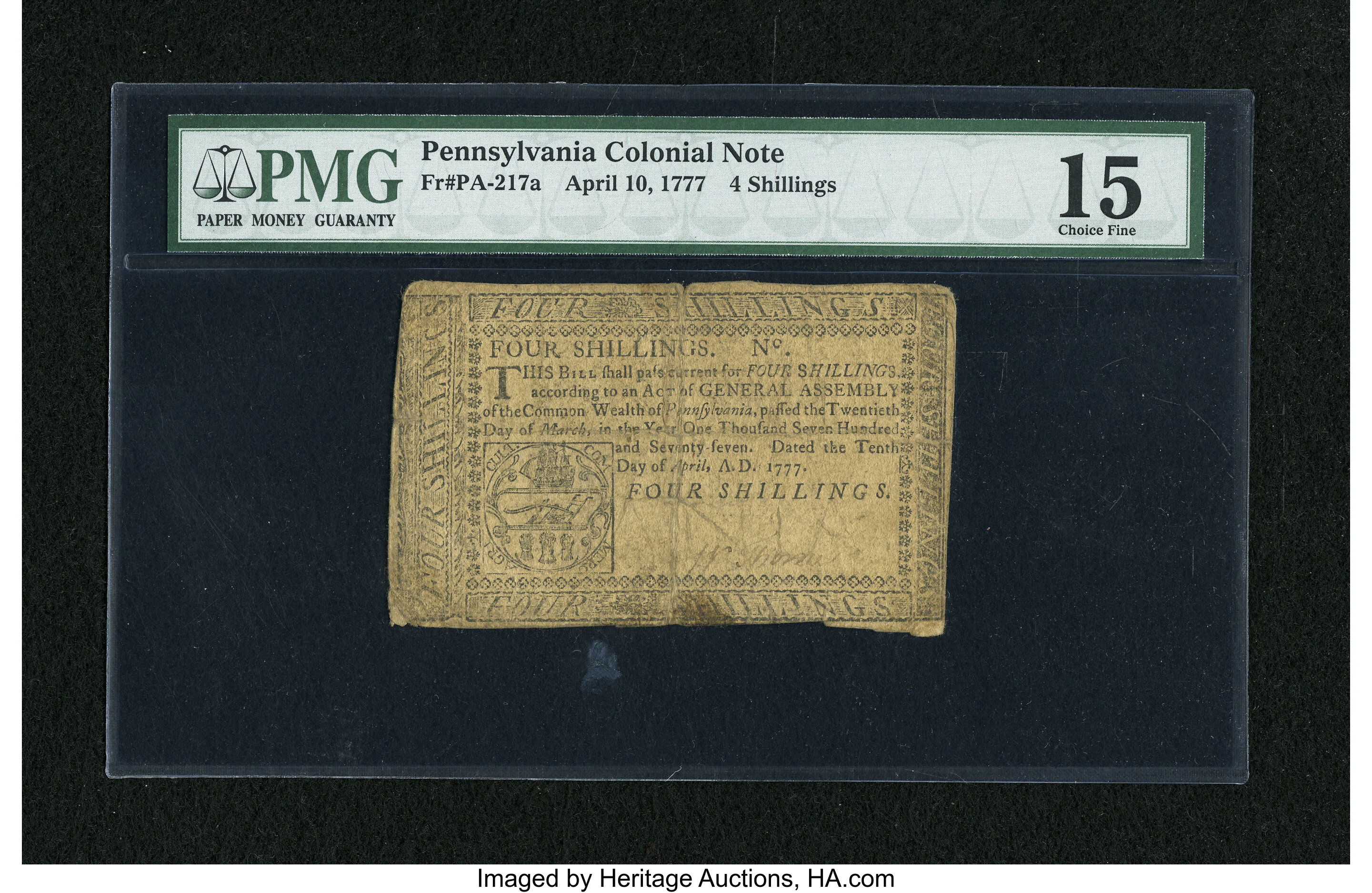 image for: Pennsylvania April 10, 1777 4s PMG Choice Fine 15....