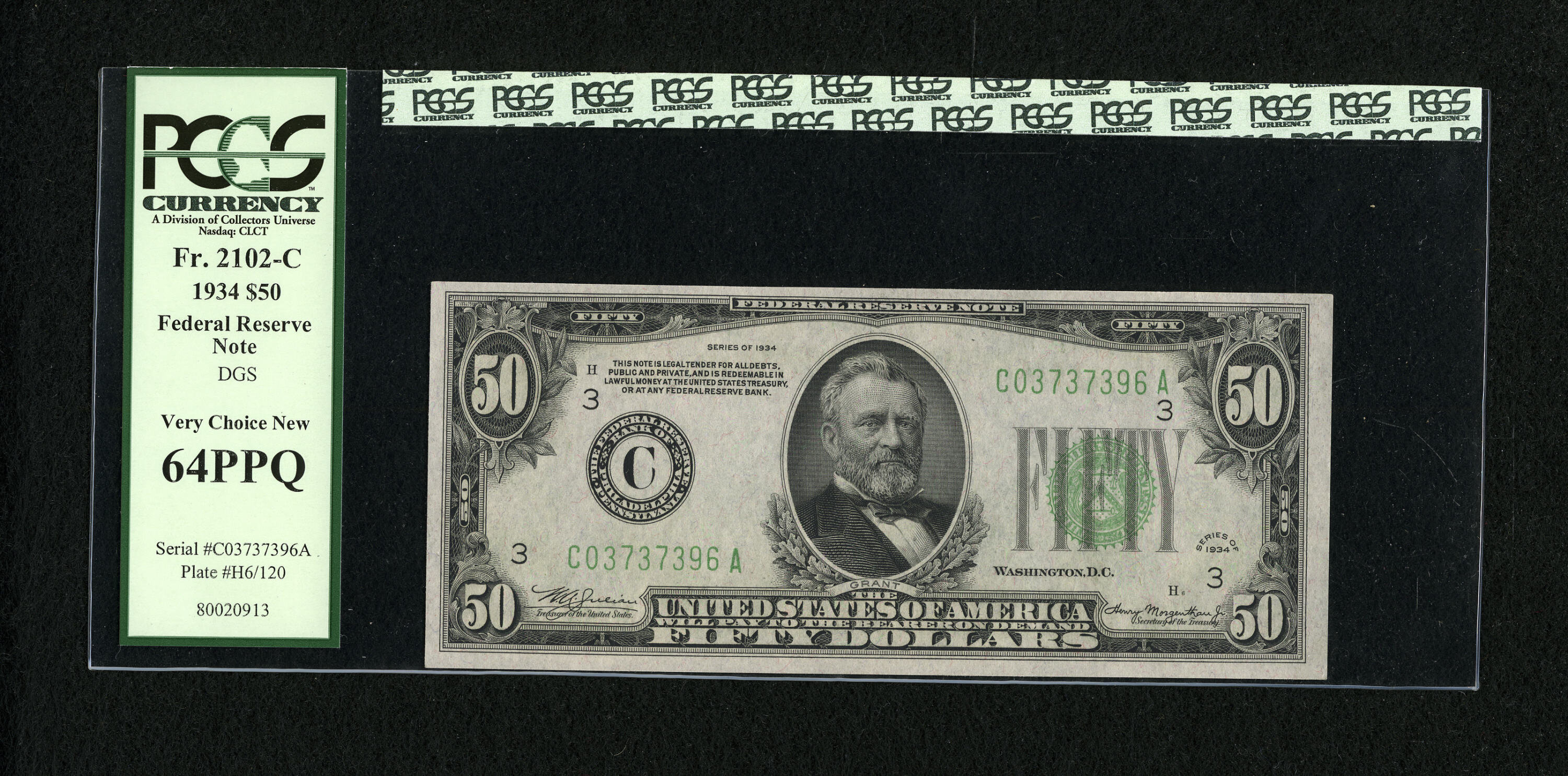 image for: Fr. 2102-C $50 1934 Federal Reserve Note. PCGS Very Choice New 64PPQ....