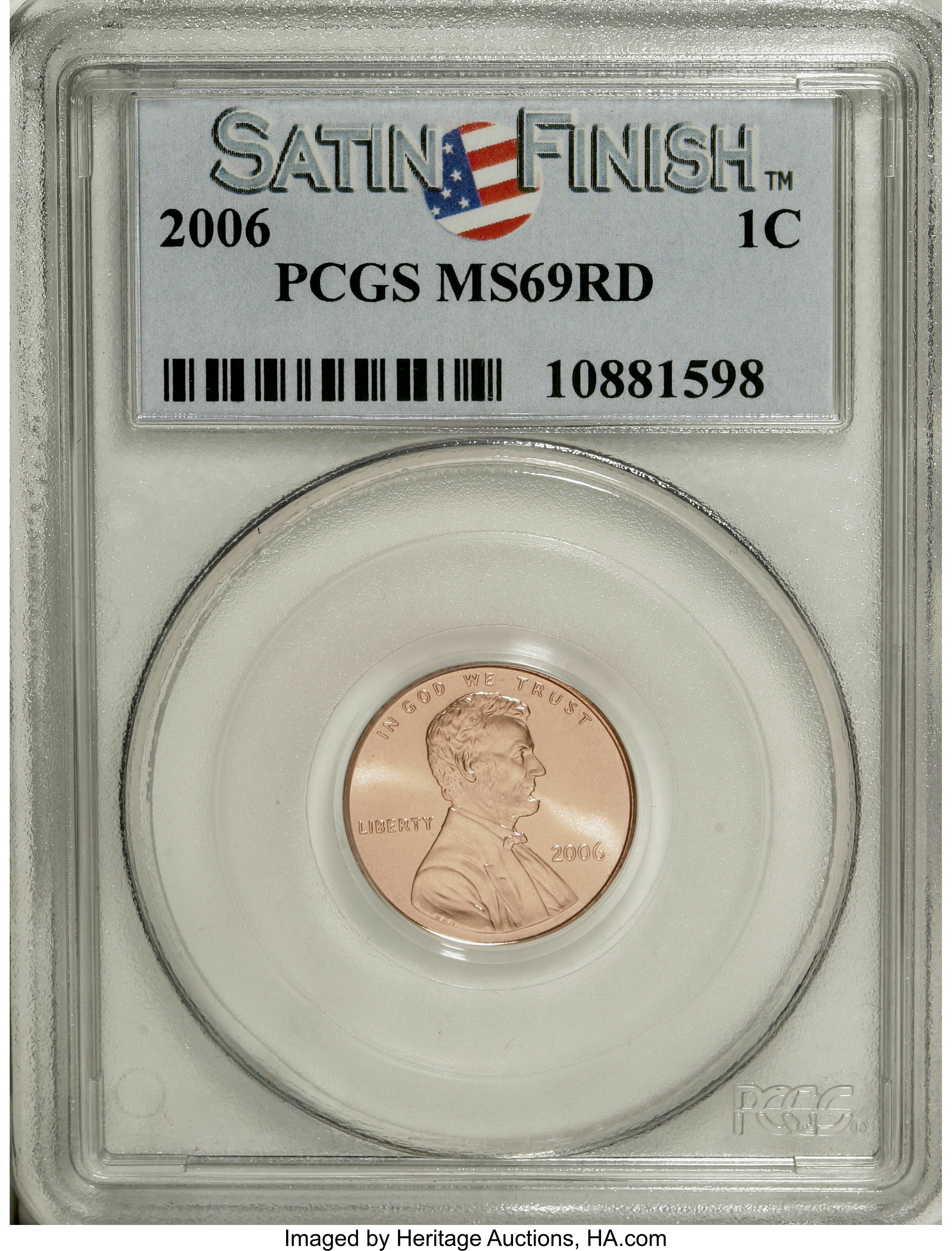 image for: 2006 1C Satin Finish MS69 Red PCGS. . PCGS Population (792/20). NGC Census: (0/0).   (#893196)...