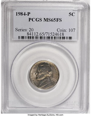 image for: 1984-P 5C MS65 Full Steps PCGS. . PCGS Population (71/54). NGC Census: (15/31). (#84112)...