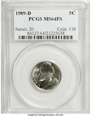 image for: 1989-D 5C MS64 Full Steps PCGS. . PCGS Population (74/72). NGC Census: (6/21). (#84123)...