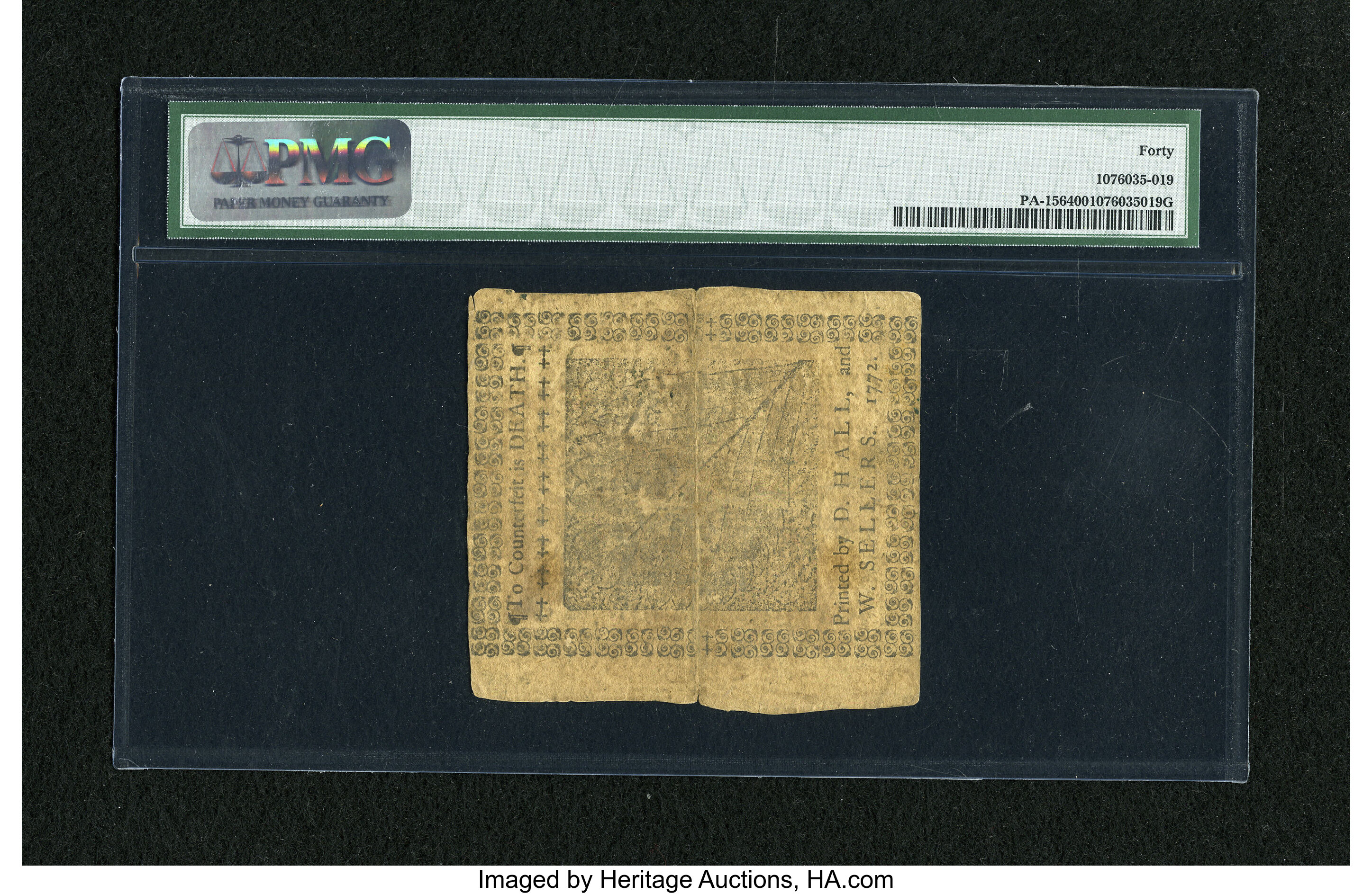 image for: Pennsylvania April 3, 1772 2s PMG Extremely Fine 40....