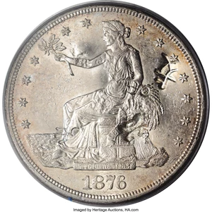image for: 1876-CC $1 Doubled Die Reverse--Chop Mark--MS61 PCGS....