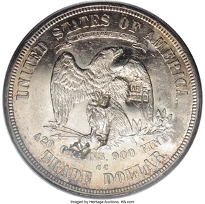 image for: 1876-CC $1 Doubled Die Reverse--Chop Mark--MS61 PCGS....