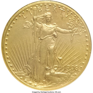 image for: 1908 $20 Motto PR66 NGC....