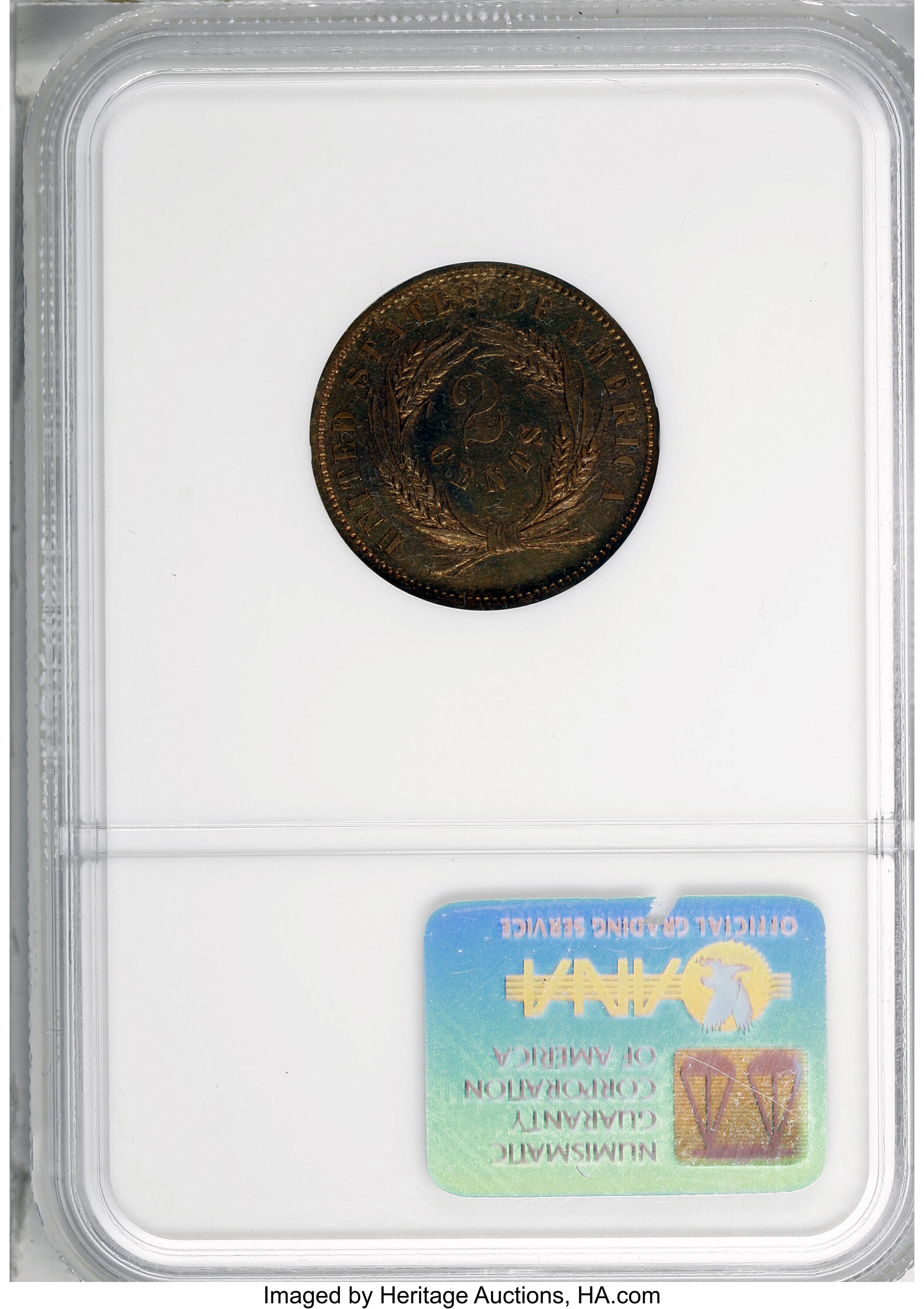 image for: 1863 2C Two Cents, Judd-305, Pollock-370, R.4, PR66 Red and Brown NGC....