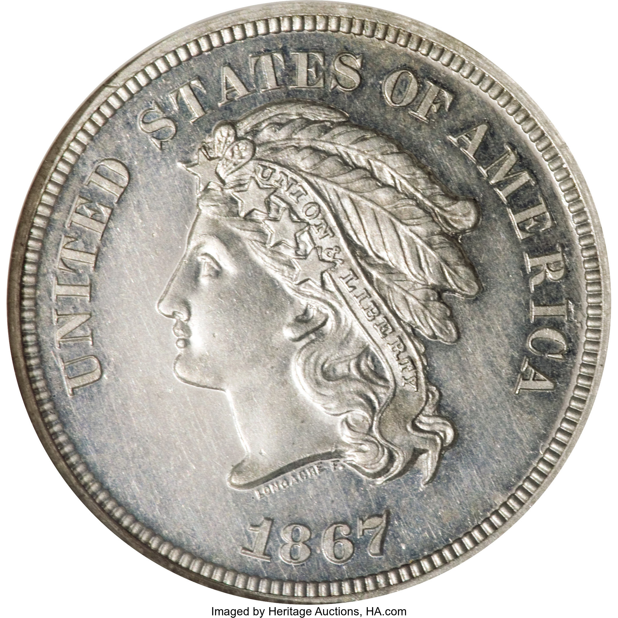 image for: 1867 5C Five Cents, Judd-561, Pollock-622, R.5, PR63 ANACS....