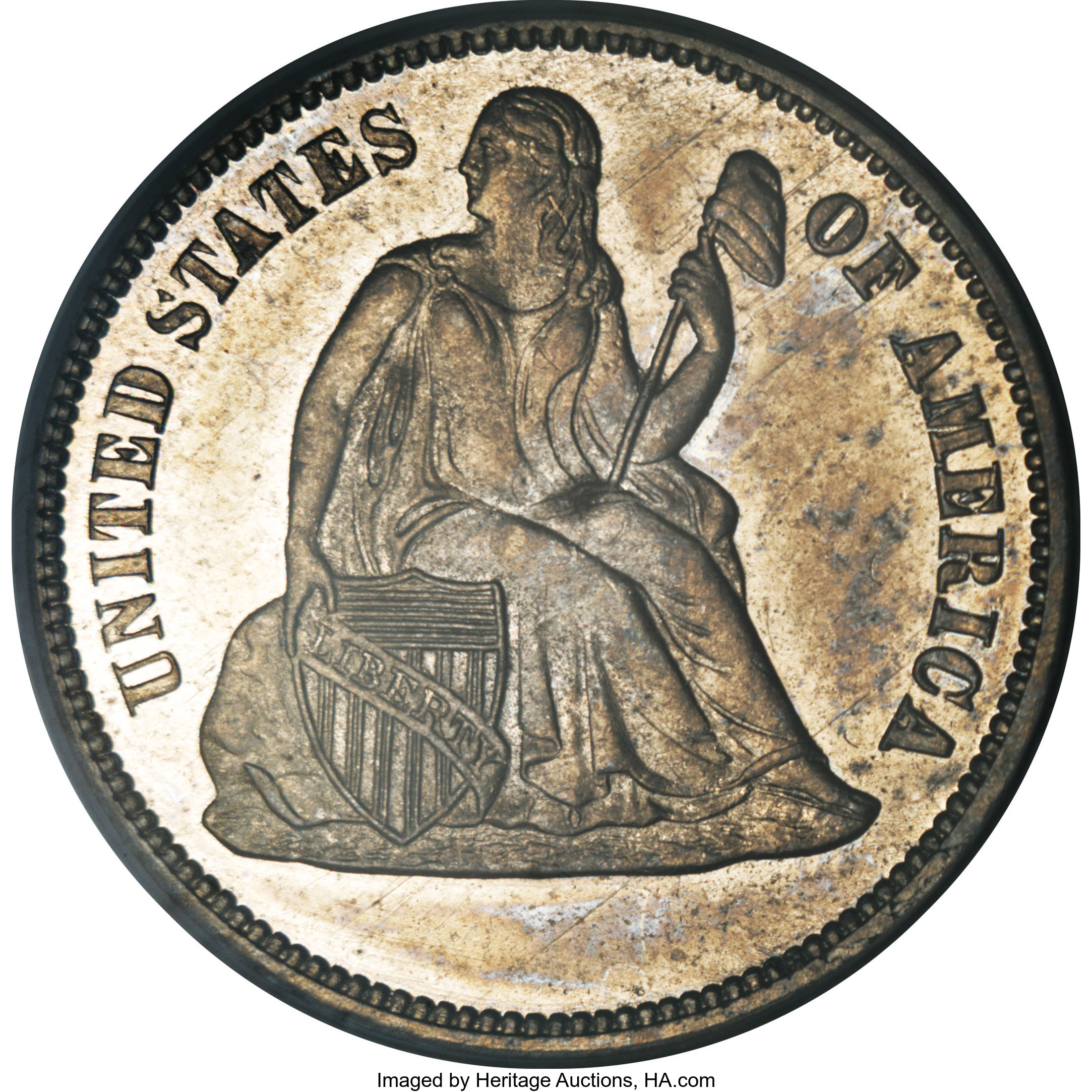 image for: 1868 10C Ten Cents, Judd-641, Pollock-713, Low R.7, PR64 PCGS....