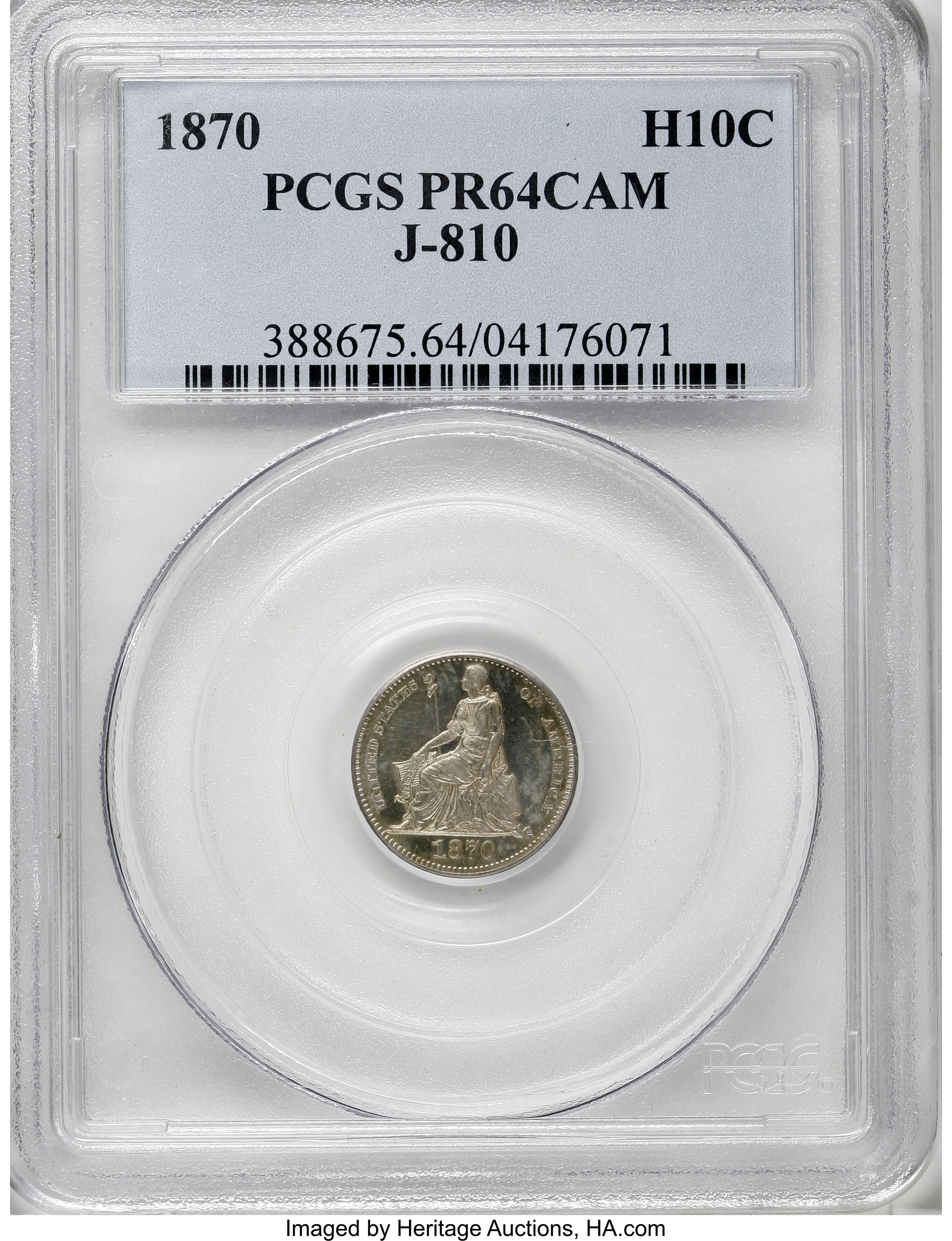 image for: 1870 H10C Standard Silver Half Dime, Judd-810, Pollock-898, High R.7, PR64 Cameo PCGS....