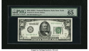 image for: Fr. 2101-B $50 1928A Federal Reserve Note. PMG Gem Uncirculated 65 EPQ....