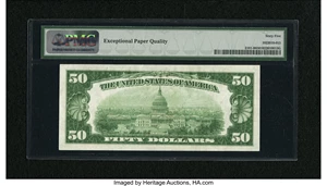 image for: Fr. 2101-B $50 1928A Federal Reserve Note. PMG Gem Uncirculated 65 EPQ....