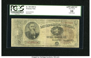 image for: Fr. 348 $1 1890 Treasury Note PCGS Apparent Very Good 10....