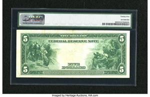 image for: Fr. 860 $5 1914 Federal Reserve Note PMG Very Fine 25....