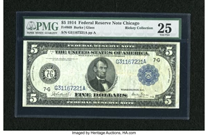 image for: Fr. 869 $5 1914 Federal Reserve Note PMG Very Fine 25....