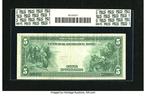 image for: Fr. 876 $5 1914 Federal Reserve Note PCGS Very Fine 20....