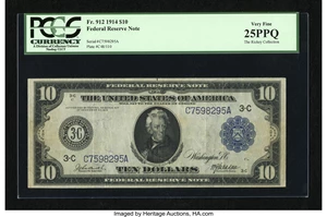 image for: Fr. 912 $10 1914 Federal Reserve Note PCGS Very Fine 25PPQ....