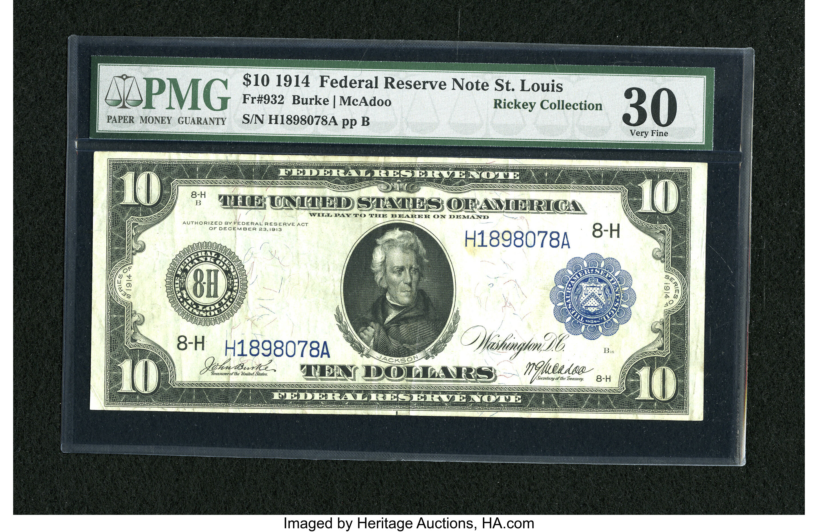 image for: Fr. 932 $10 1914 Federal Reserve Note PMG Very Fine 30....