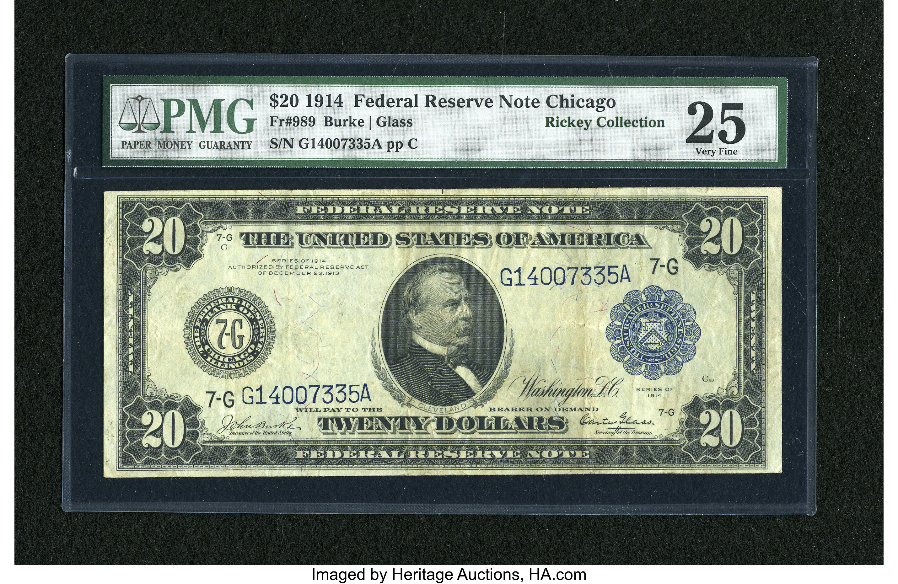 image for: Fr. 989 $20 1914 Federal Reserve Note PMG Very Fine 25....
