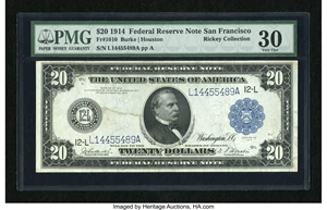 image for: Fr. 1010 $20 1914 Federal Reserve Note PMG Very Fine 30....