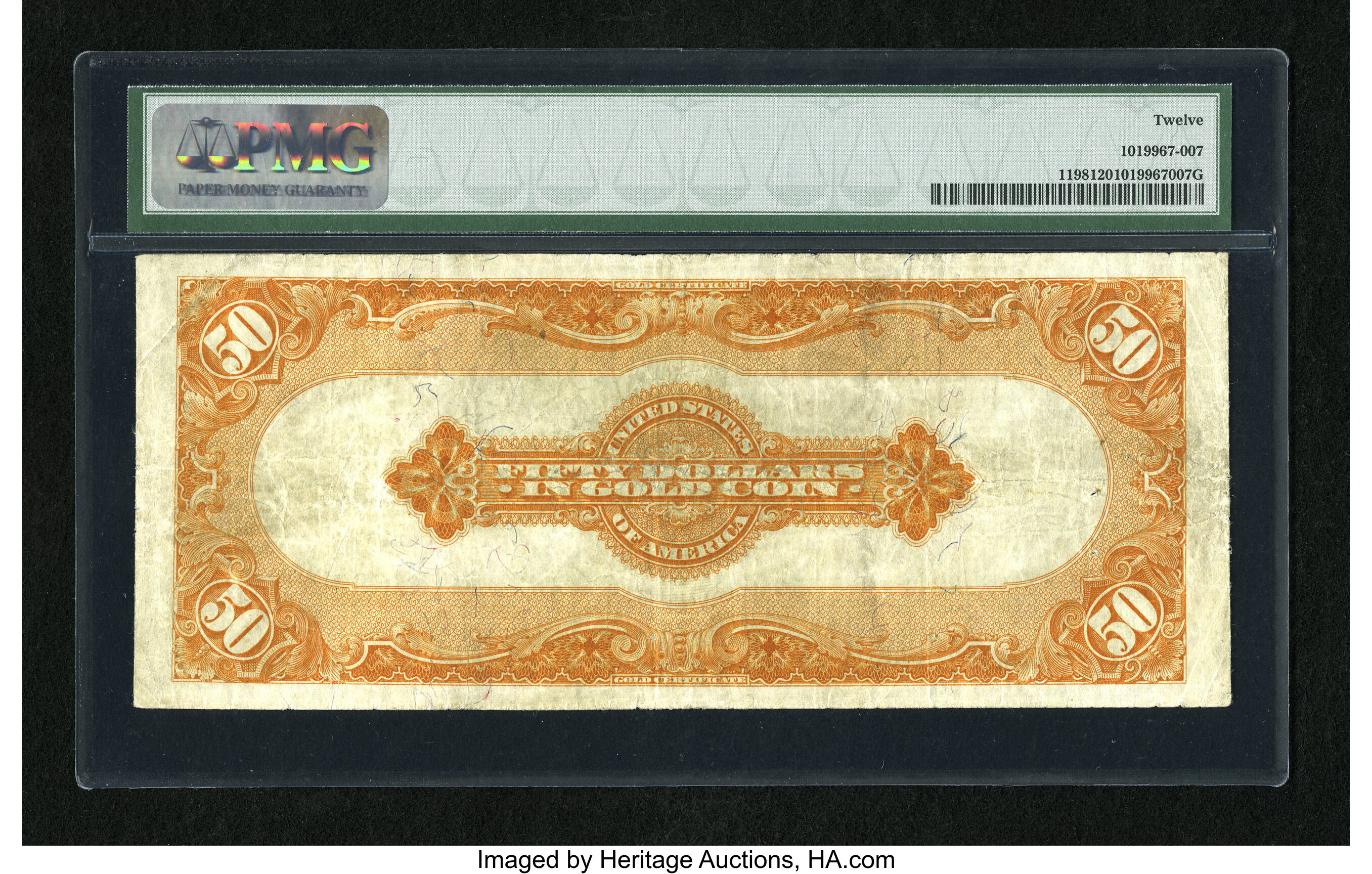 image for: Fr. 1198 $50 1913 Gold Certificate PMG Fine 12....
