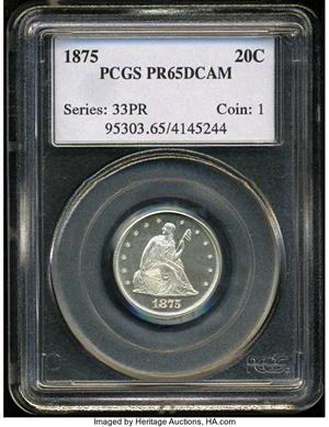 image for: 1875 20C PR65 Deep Cameo PCGS....
