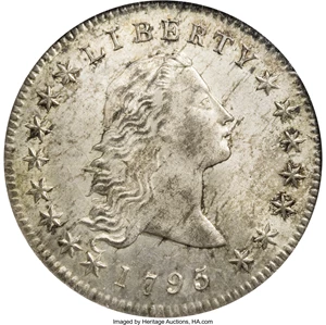 image for: 1795 $1 Flowing Hair, Two Leaves MS65 NGC....