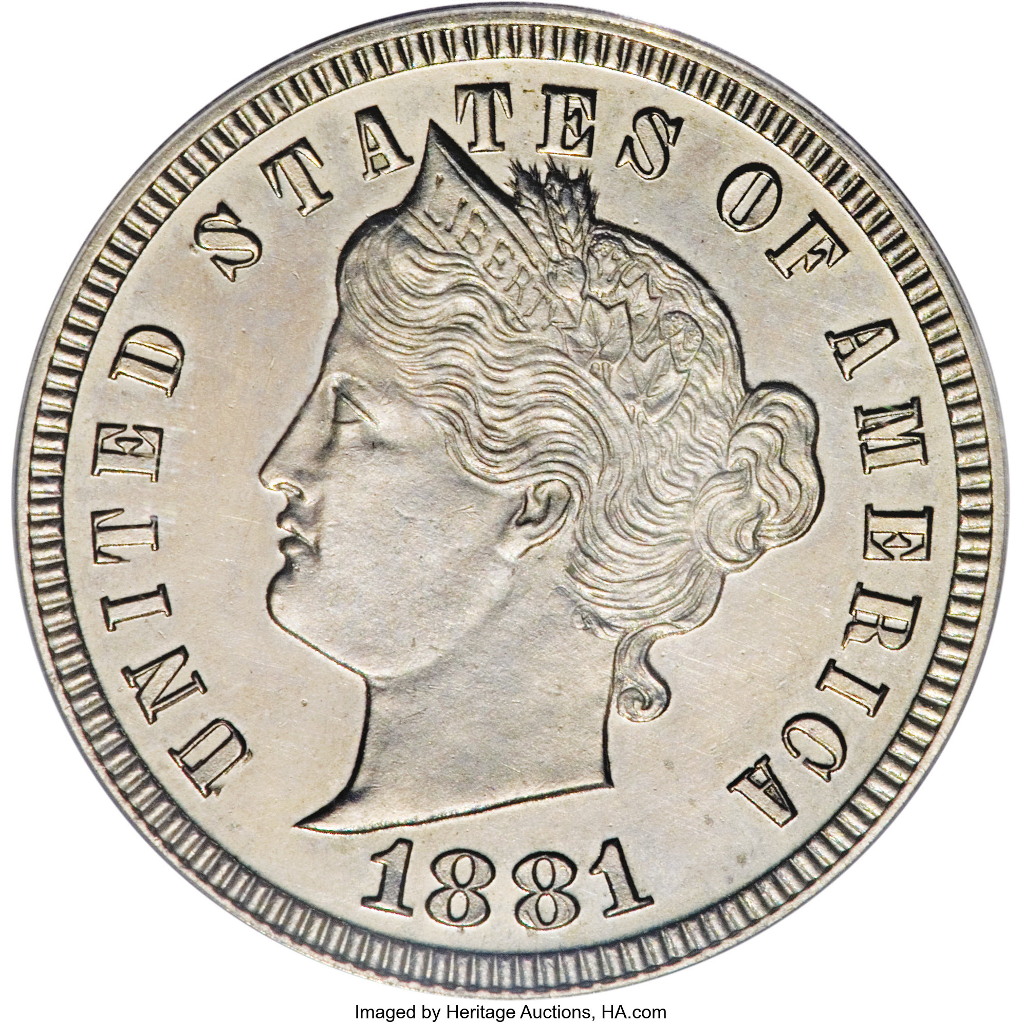 image for: 1881 3C Liberty Head Three Cents, Judd-1668, Pollock-1869, High R.6, PR60 PCGS....