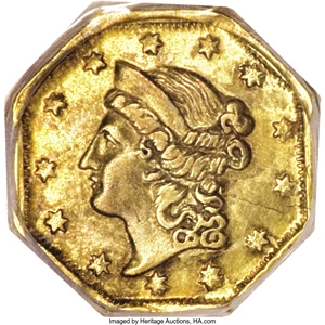 image for: Undated $1 Liberty Octagonal 1 Dollar, BG-501, Low R.5, AU55 PCGS....