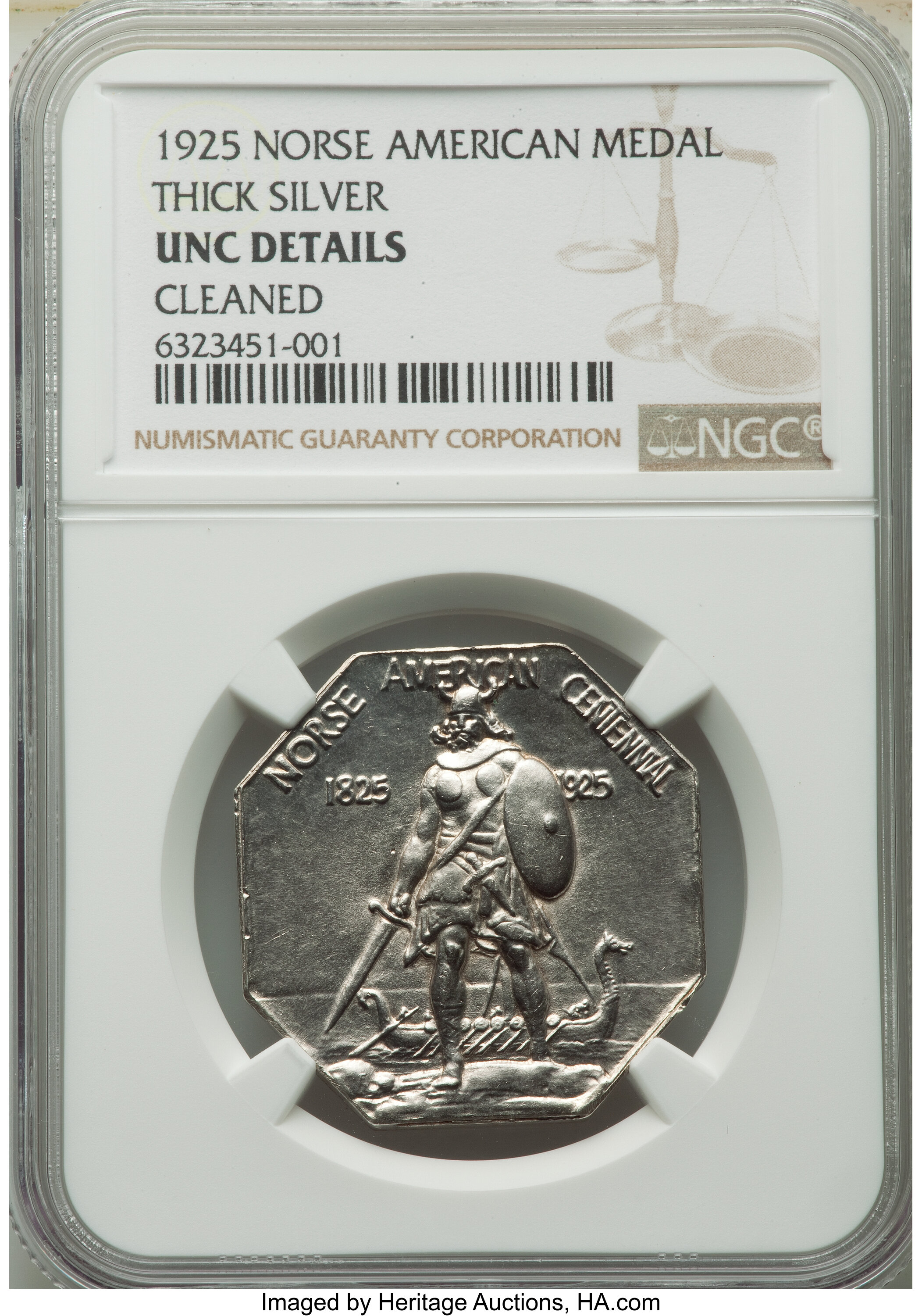 1925 Medal Norse American, Thick MS60 thumbnail 4