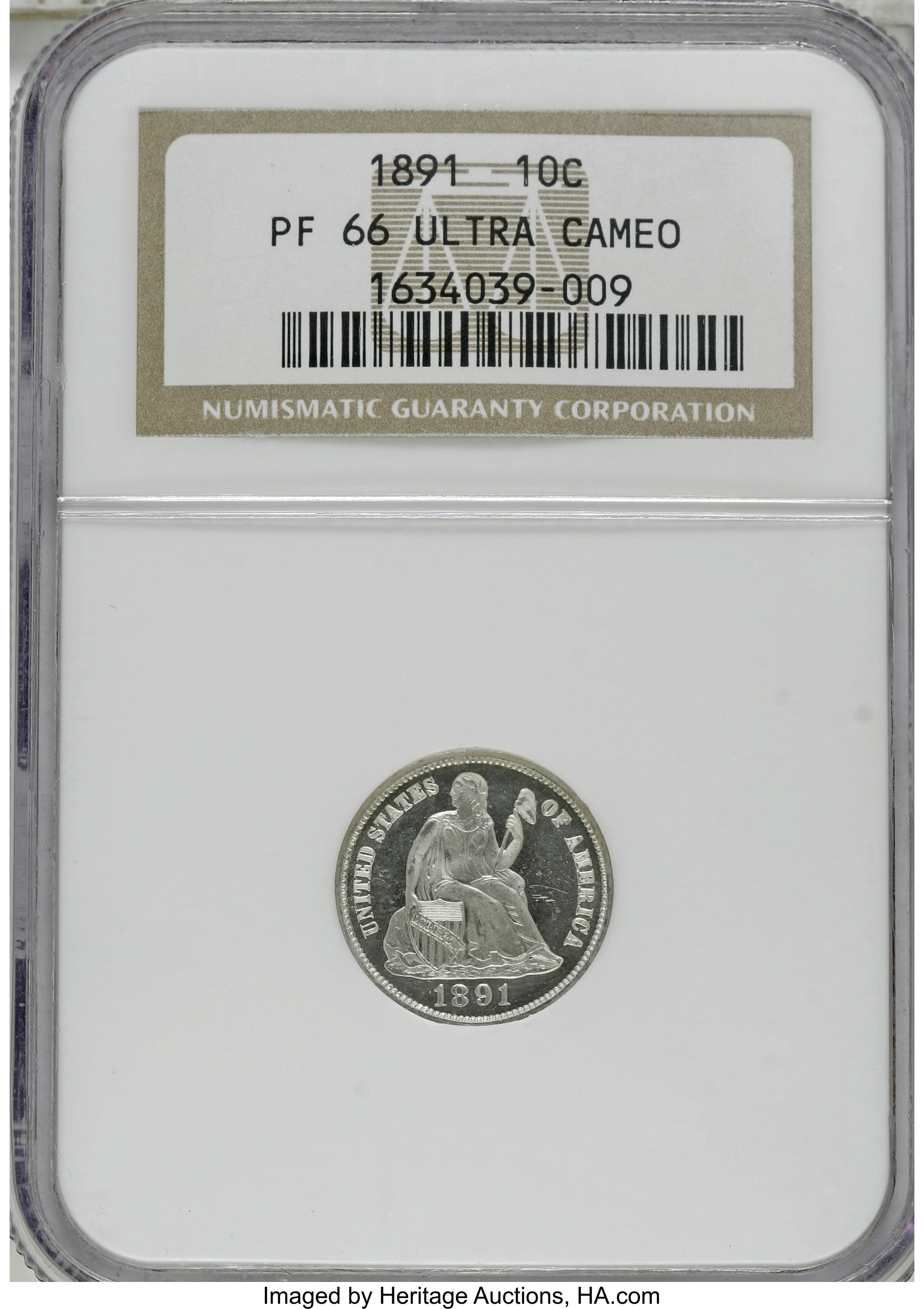 image for: 1891 10C PR66 Ultra Cameo NGC....