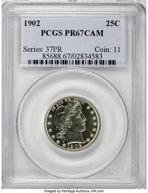 image for: 1902 25C PR67 Cameo PCGS....
